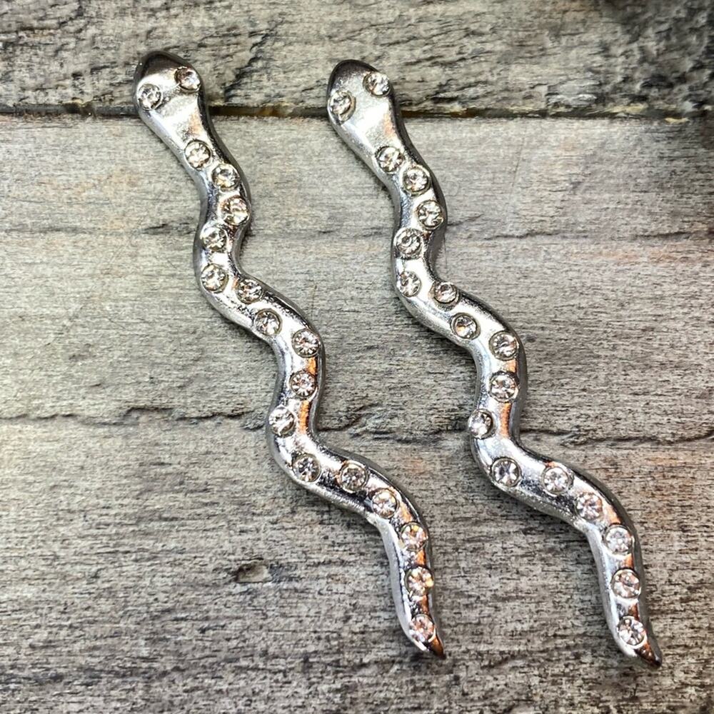 NEW Silver Snake Rhinestone Earrings - Picture 14 of 15